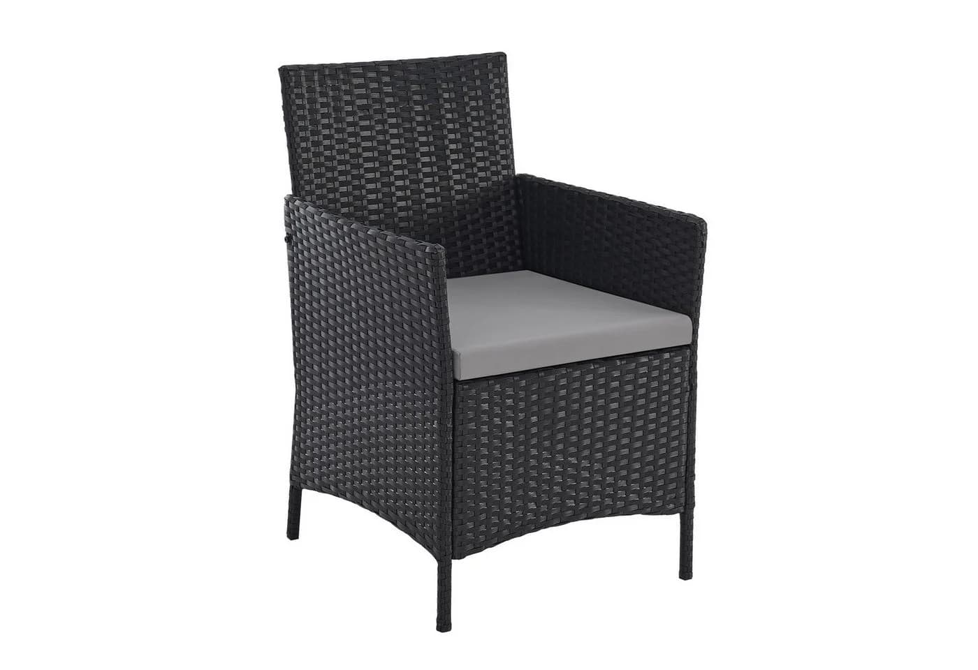 SVITA Balkonset BROOKLYN BISTRO 3-tlg. Schwarz Polyrattan mit Kissen - Bild 3