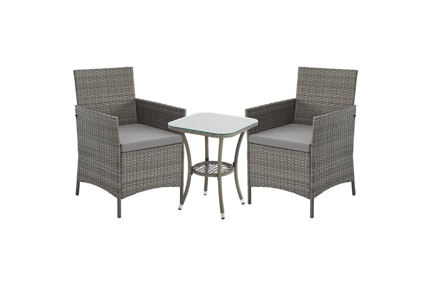 SVITA Balkonset BROOKLYN BISTRO Grau 3-tlg. Polyrattan mit Kissen - Bild 2