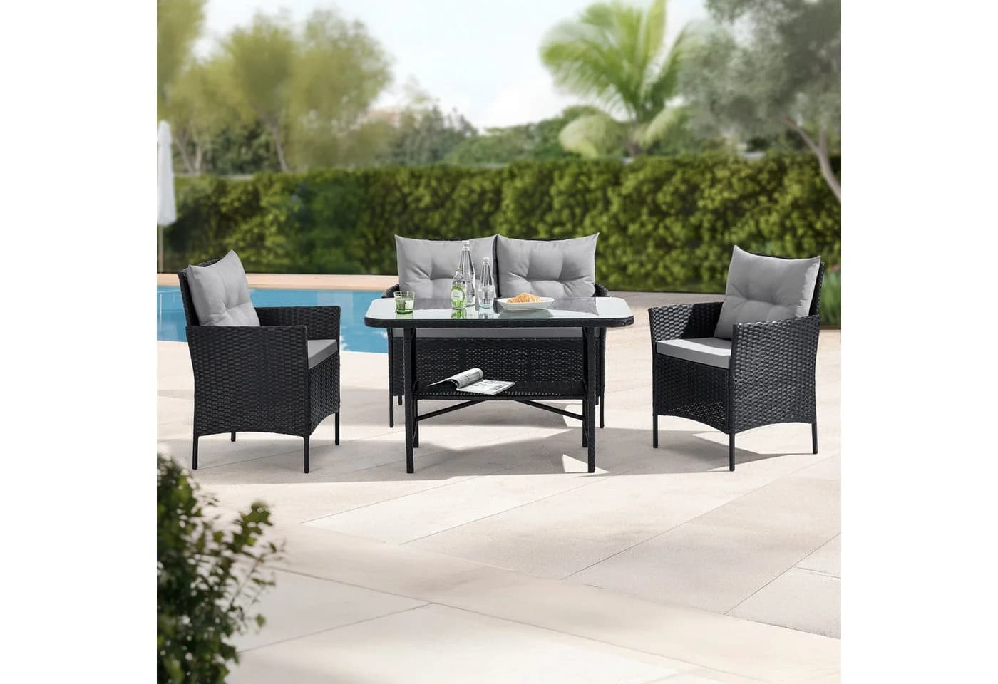 SVITA Garten-Essgruppe DALLAS Polyrattan 4-teilig Outdoor Set