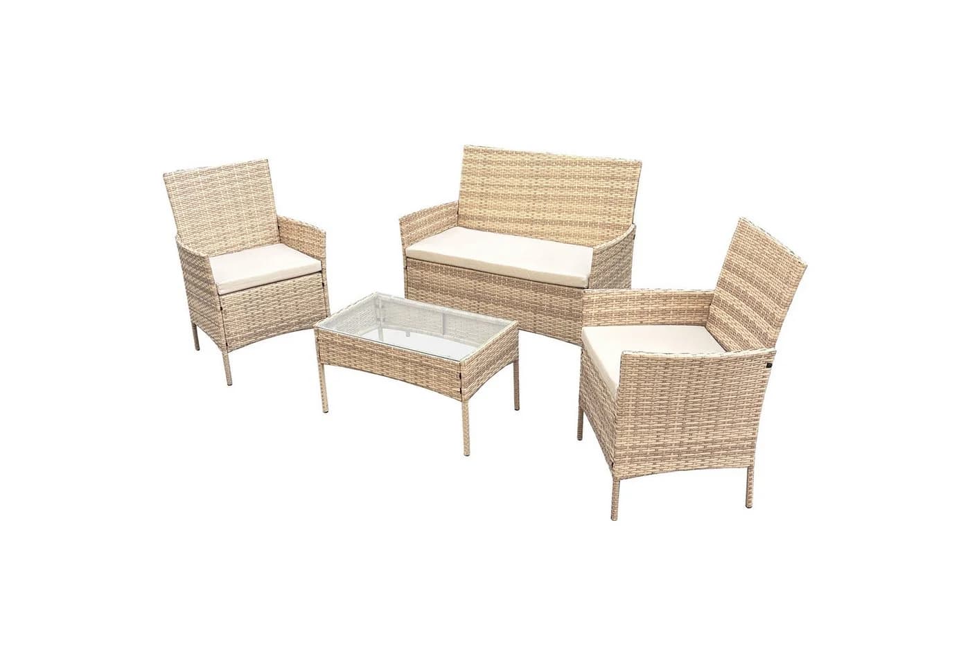 SVITA Sitzgruppe BROOKLYN 4-tlg. Gartenlounge Beige Polyrattan - Bild 2