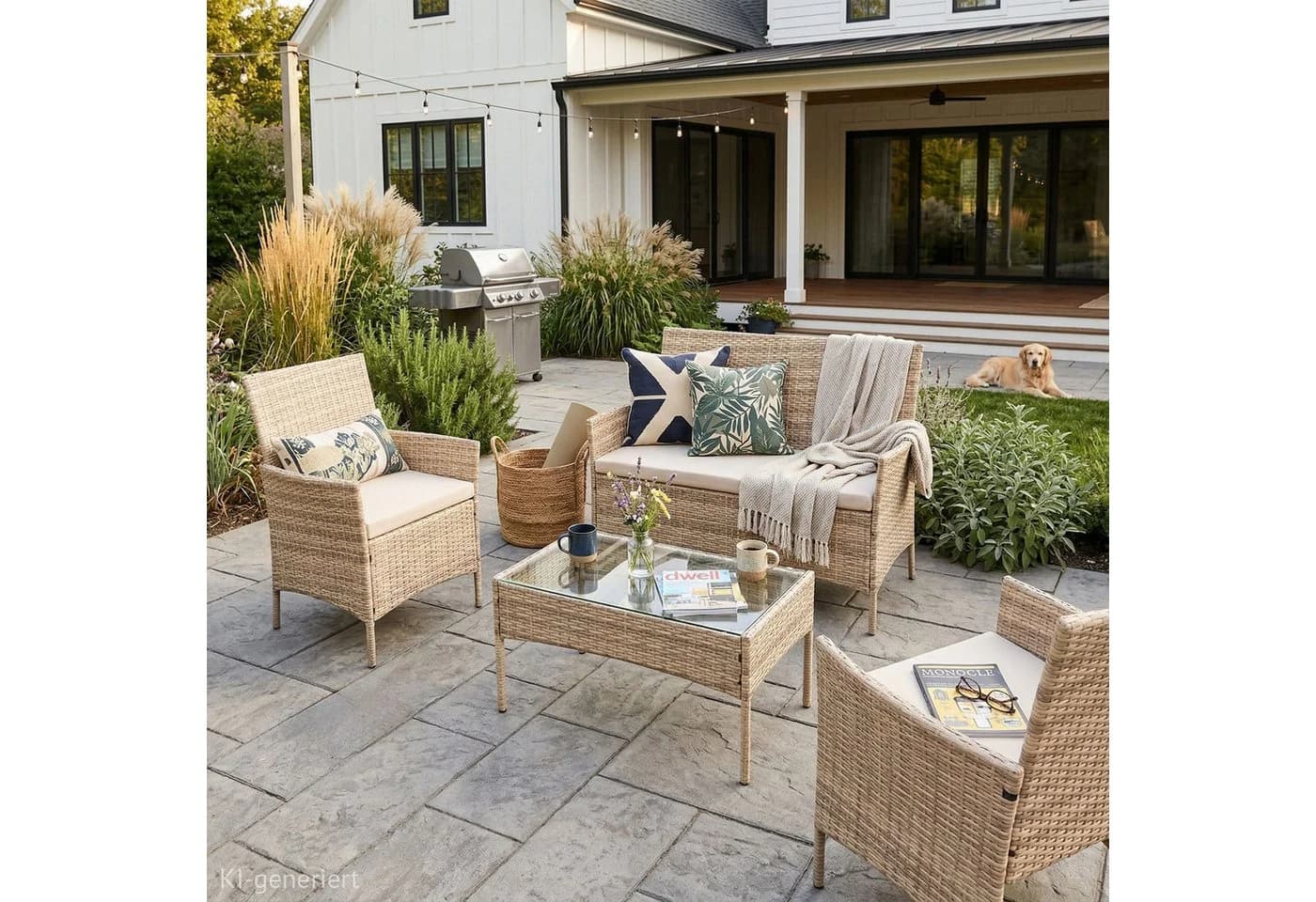 SVITA Sitzgruppe BROOKLYN 4-tlg. Gartenlounge Beige Polyrattan - Bild 3