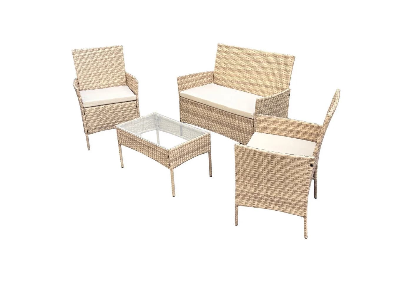 SVITA Sitzgruppe BROOKLYN 4-tlg. Gartenlounge Beige Polyrattan - Bild 5