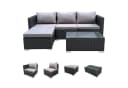 SVITA Loungeset QUEENS 5-tlg. Gartenlounge Grau Schwarz Polyrattan Bild 4
