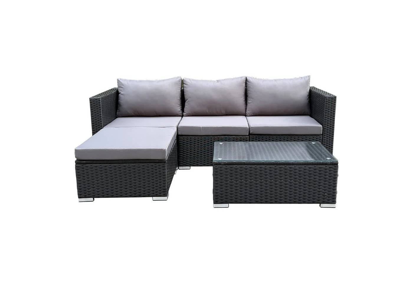 SVITA Loungeset QUEENS 5-tlg. Gartenlounge Grau Schwarz Polyrattan - Bild 5