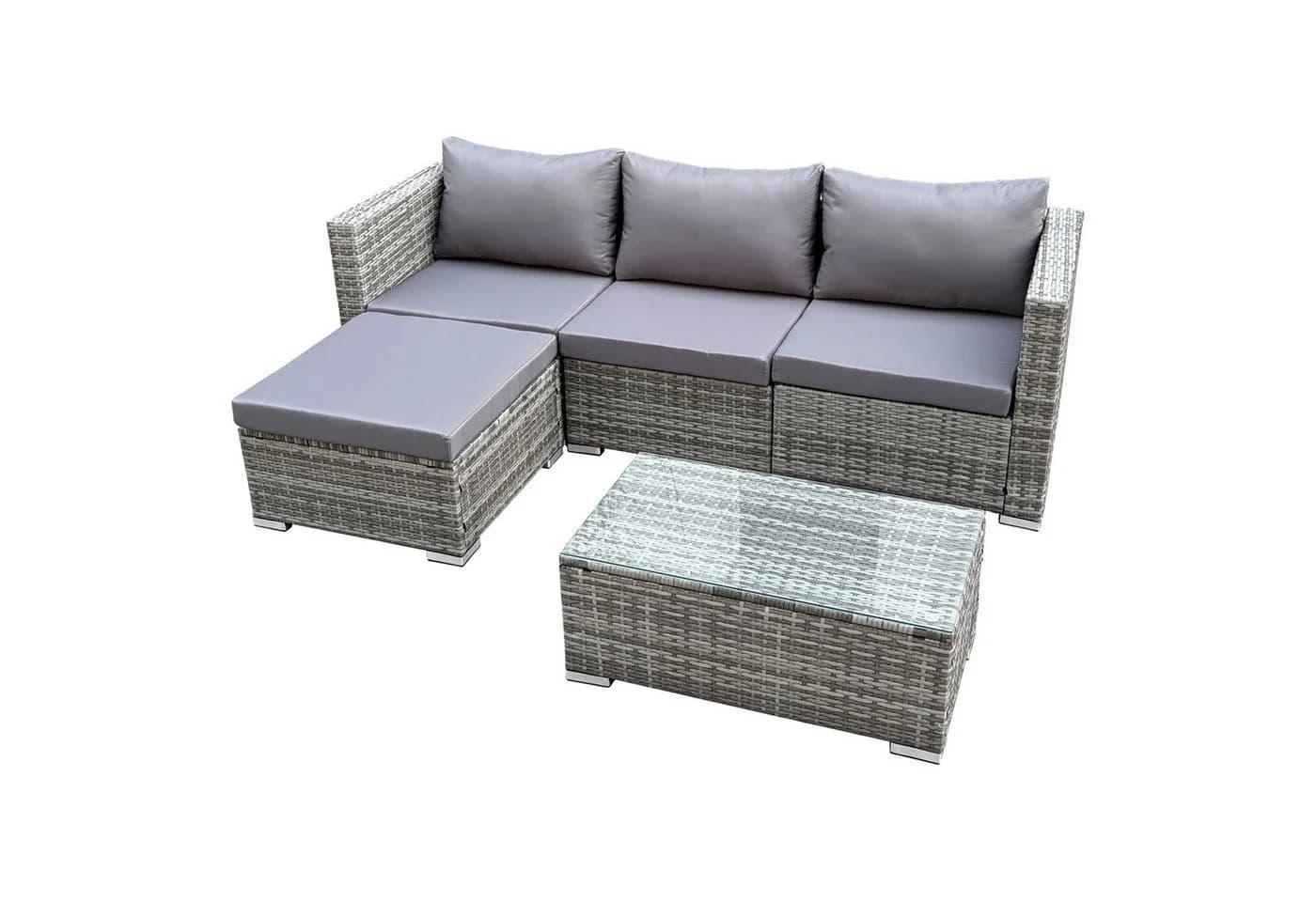 SVITA Loungeset QUEENS 5-tlg. Grau Poly Rattan mit Tisch - Bild 2