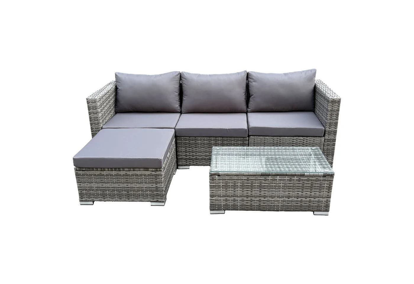 SVITA Loungeset QUEENS 5-tlg. Grau Poly Rattan mit Tisch - Bild 5