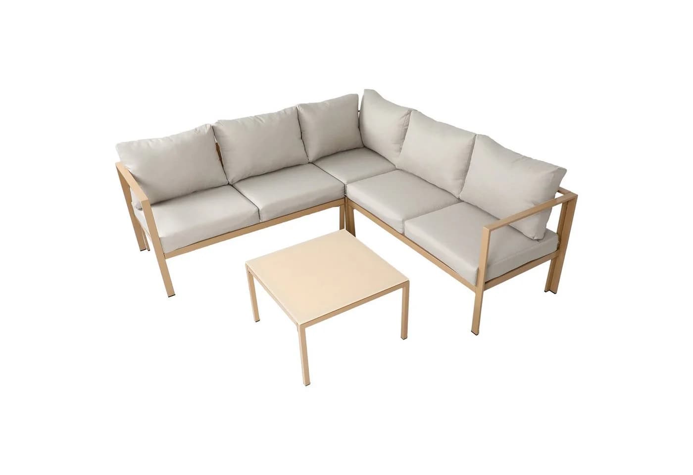 SVITA Gartenlounge-Set MISSOURI 4-tlg. Beige Verzinkter Stahl mit Glasplatte - Bild 2