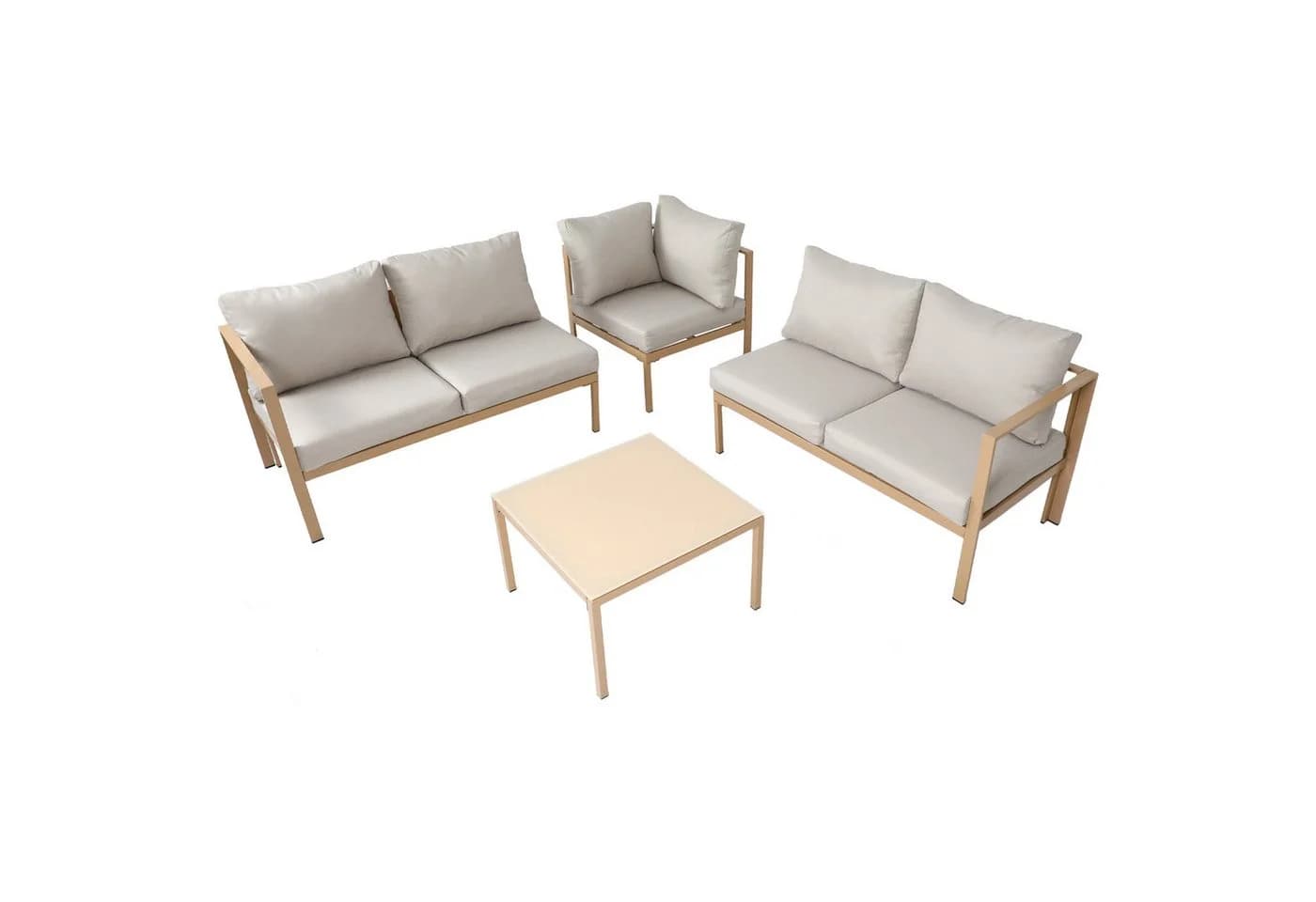 SVITA Gartenlounge-Set MISSOURI 4-tlg. Beige Verzinkter Stahl mit Glasplatte - Bild 4