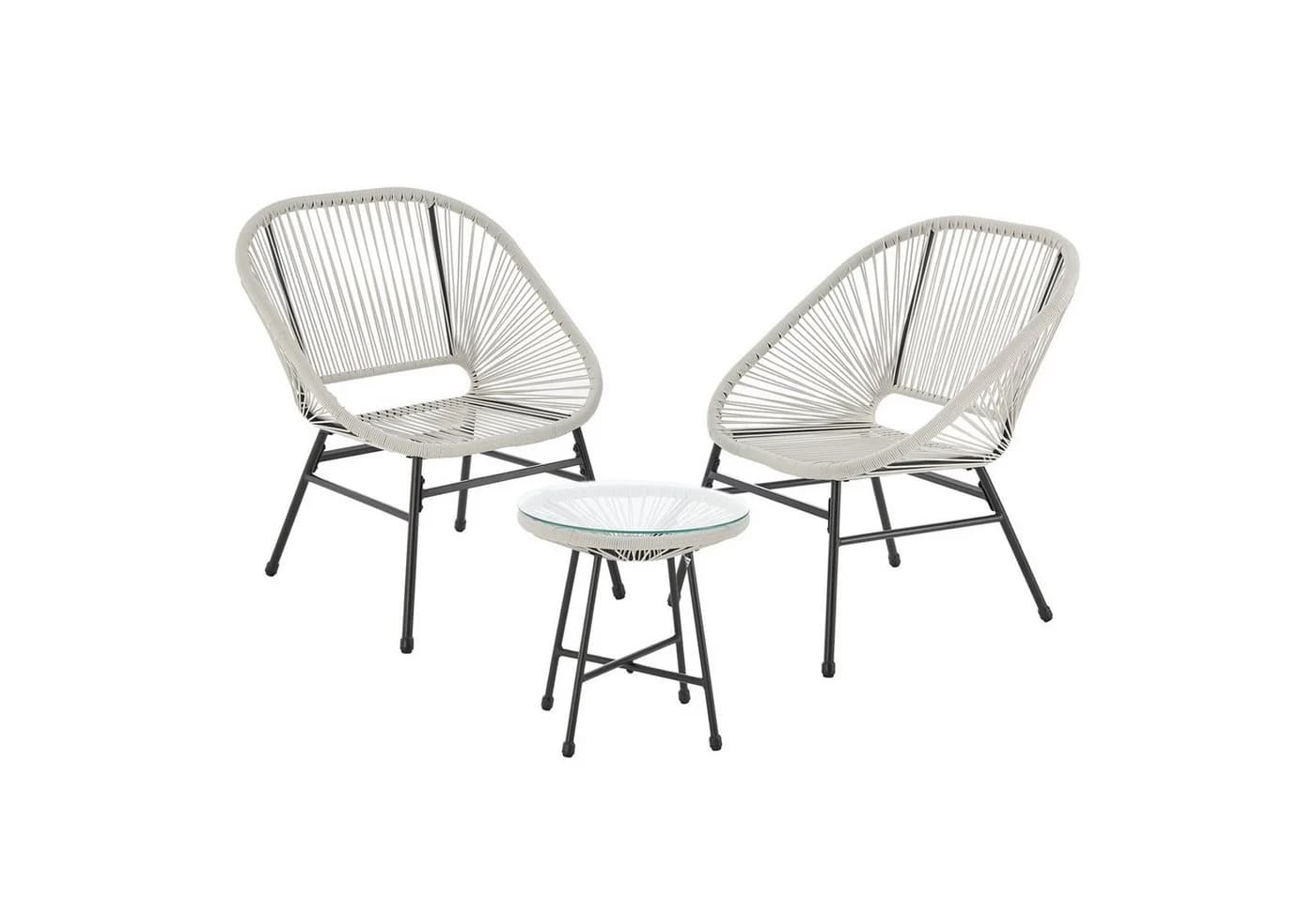 SVITA Balkonset TULUM 3-teilig Weiß Polyrattan mit Tisch - Bild 2