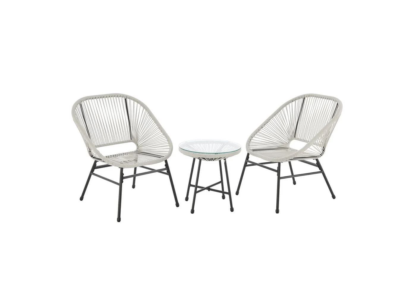 SVITA Balkonset TULUM 3-teilig Weiß Polyrattan mit Tisch - Bild 3