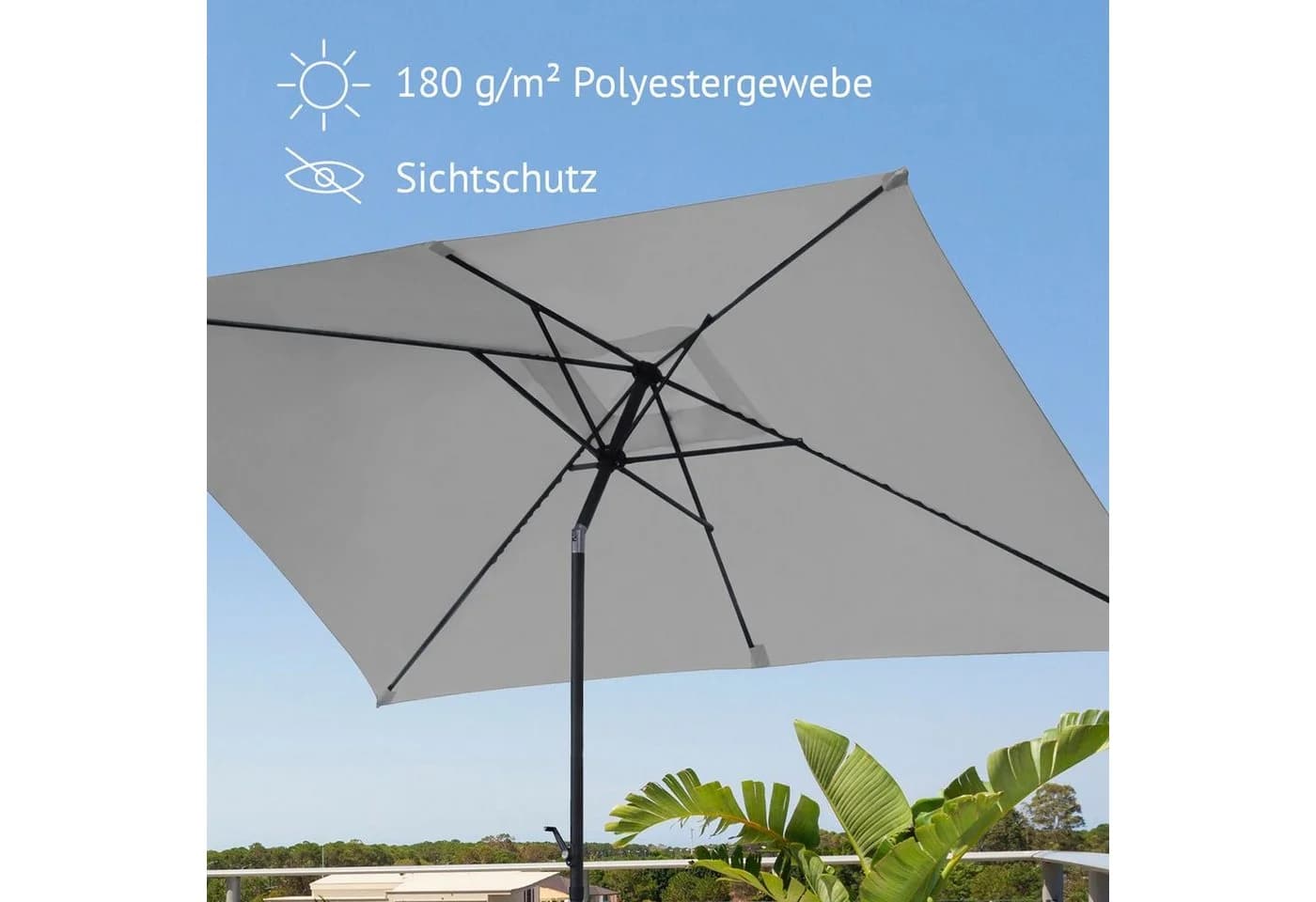 SVITA Sonnenschirm Rechteckig Hellgrau Kurbel - Bild 4