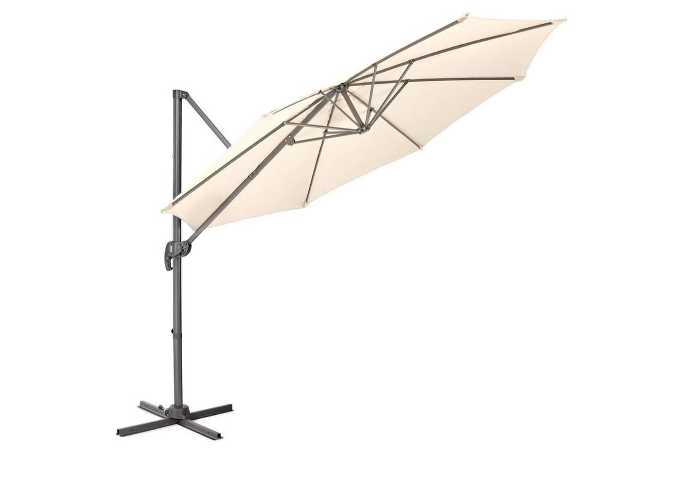 SVITA Sonnenschirm Ampelschirm 3m Beige mit Ständer und Abdeckhaube