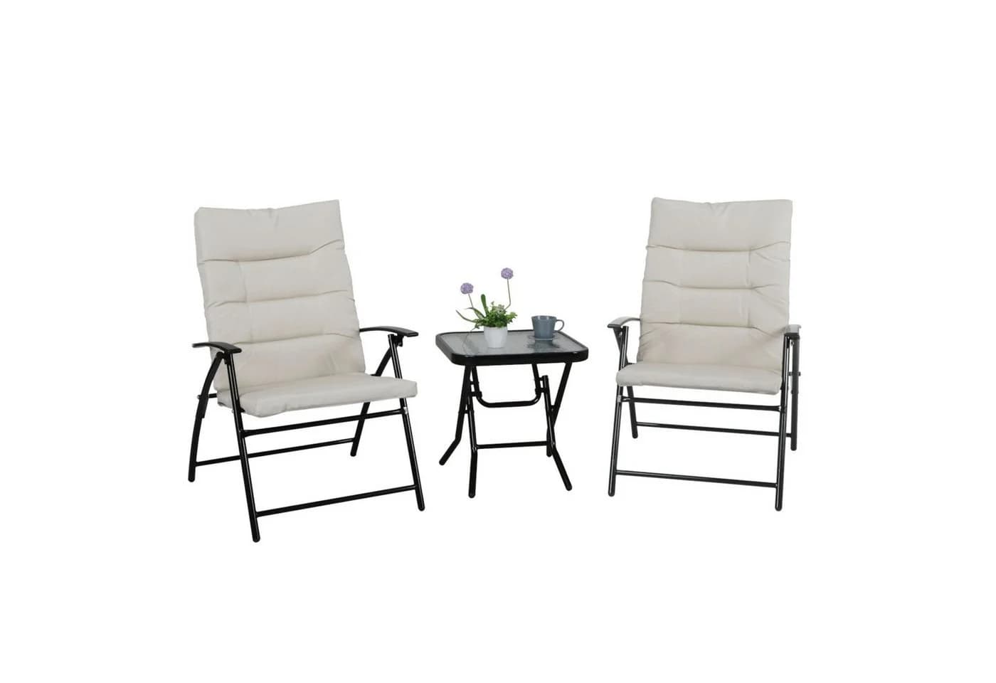 SVITA Balkonset VENTURA 3-teilig Beige Metall Klappstühle - Bild 2