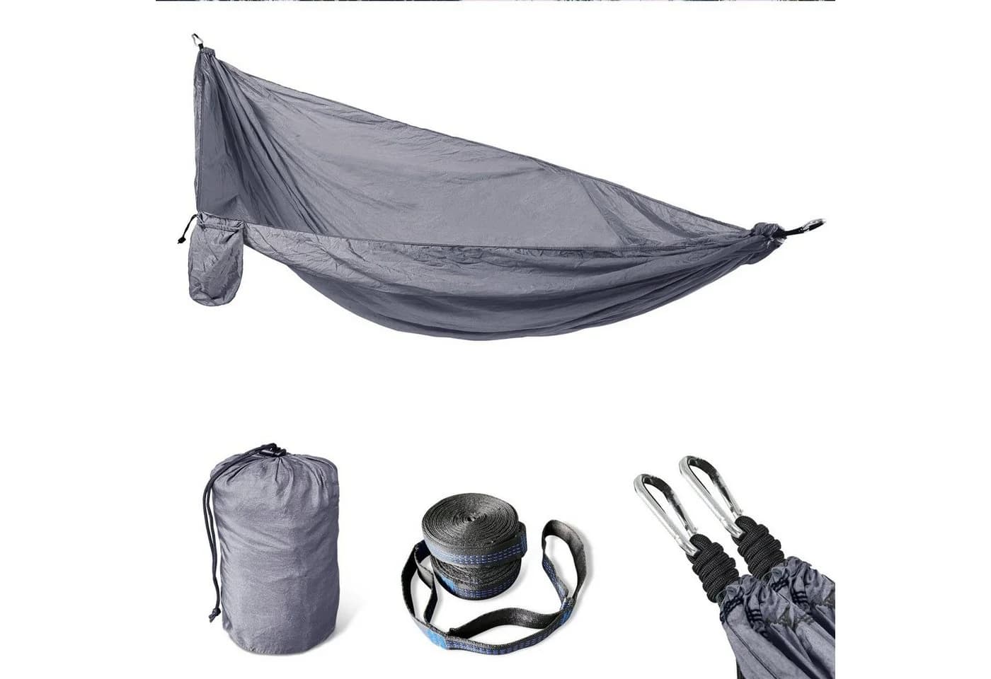 SVITA Outdoor Hängematte Dunkelgrau Fallschirmnylon - Bild 2
