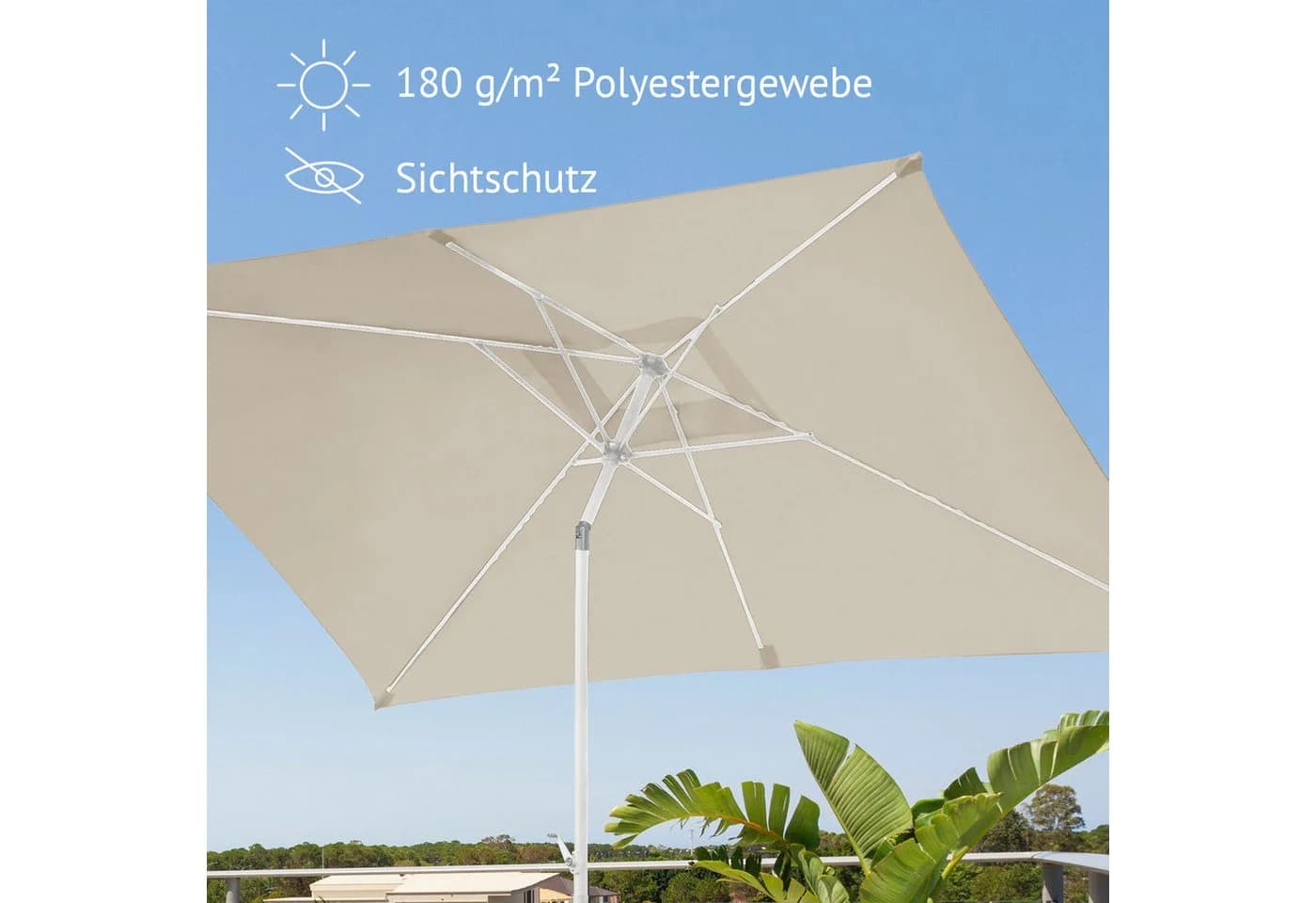 SVITA Sonnenschirm Set Beige mit Ständer Kurbel - Bild 5