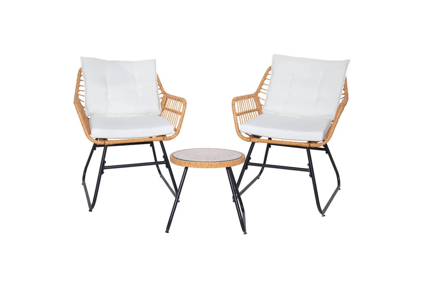 SVITA AMALFI Balkonset Rattan Outdoor Sitzgruppe Natur Creme - Bild 2