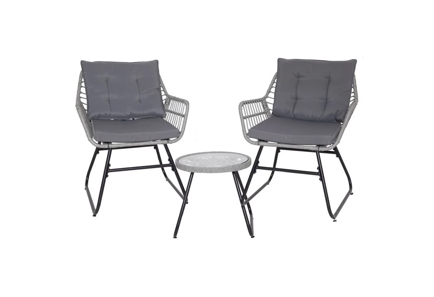 SVITA Balkonset AMALFI Rattan Outdoor Sitzgruppe Hellgrau - Bild 2