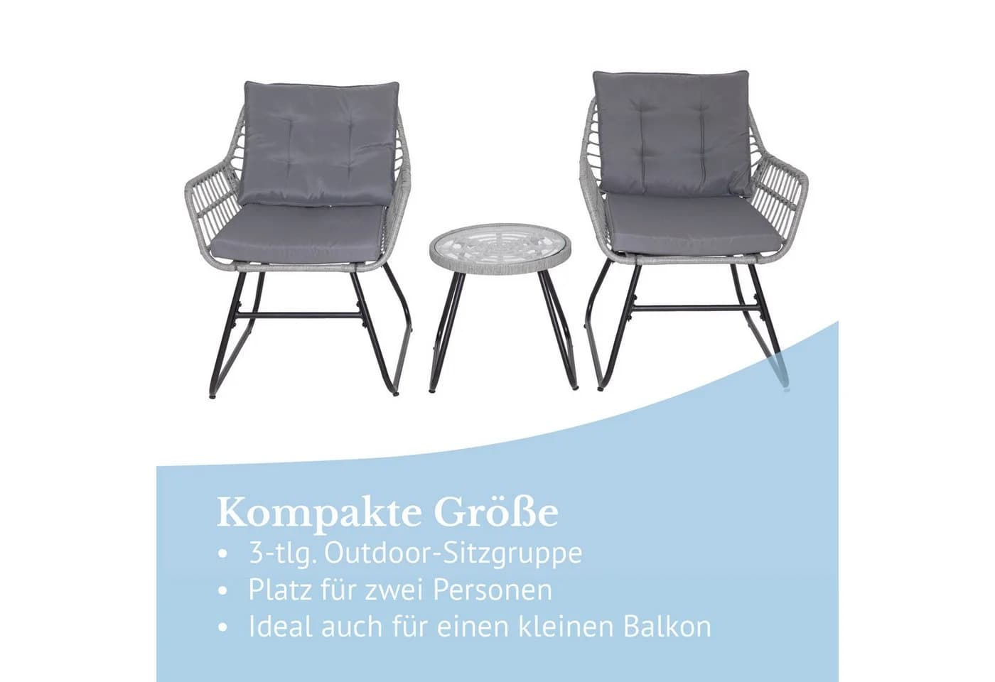 SVITA Balkonset AMALFI Rattan Outdoor Sitzgruppe Hellgrau - Bild 3