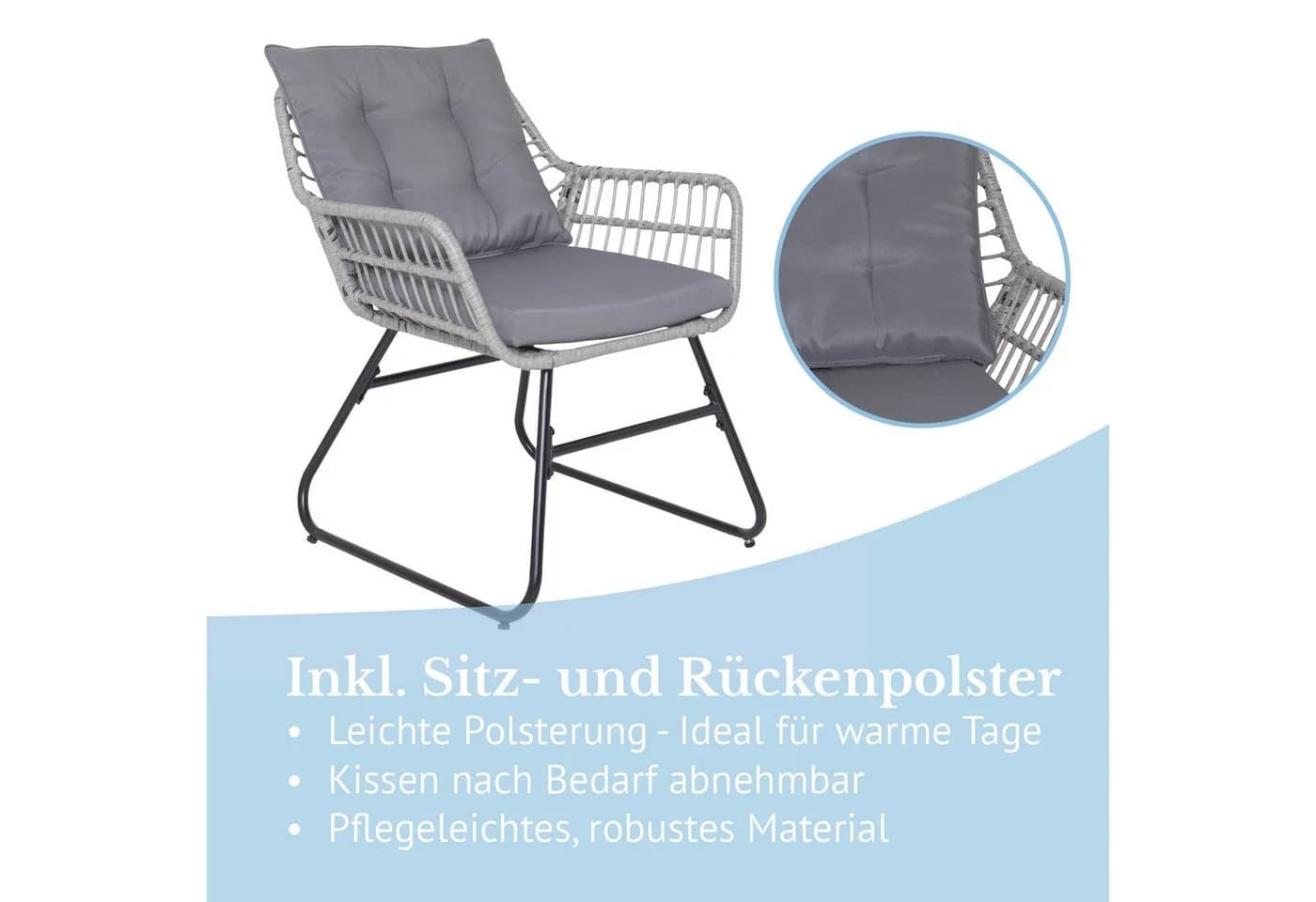 SVITA Balkonset AMALFI Rattan Outdoor Sitzgruppe Hellgrau - Bild 5