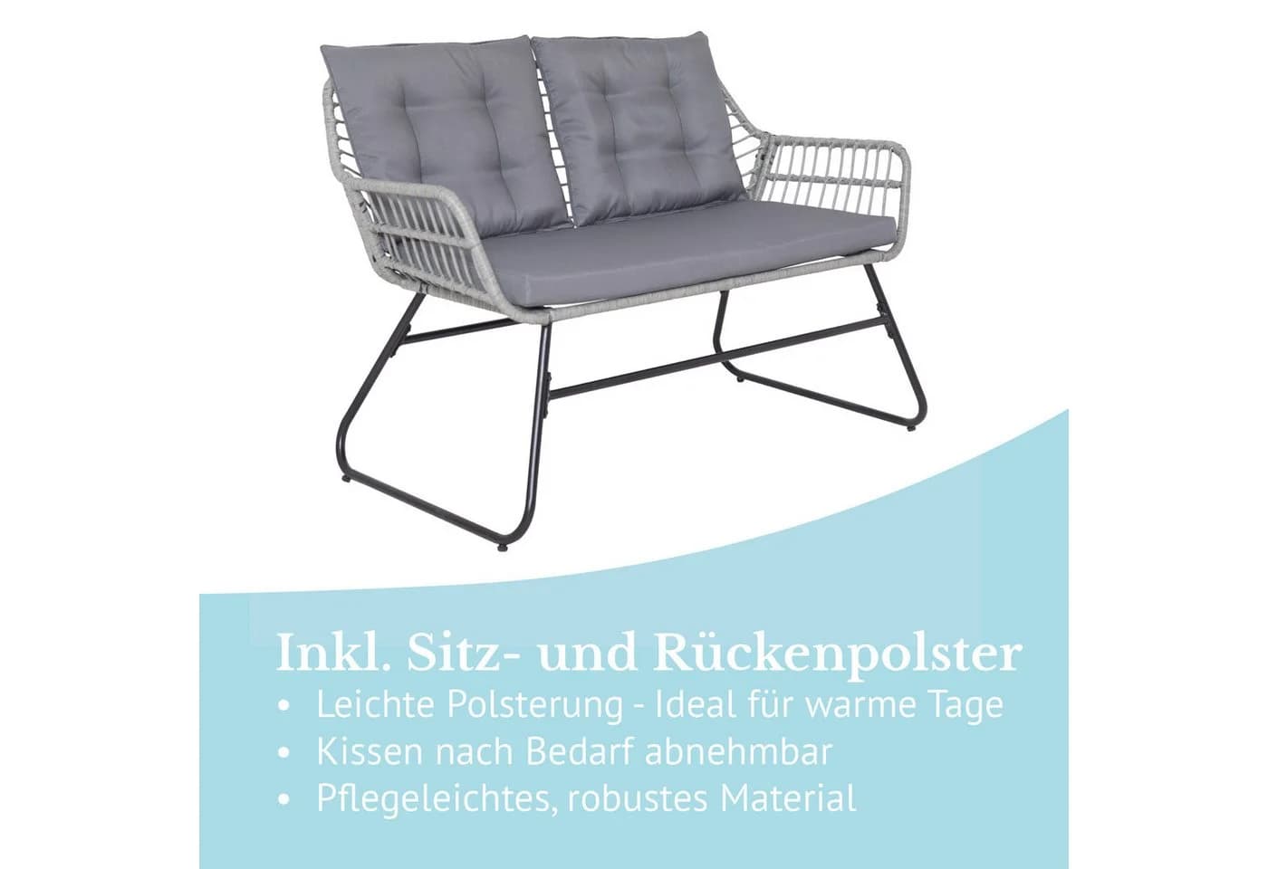 SVITA Gartenlounge-Set CAPRI Grau/Schwarz mit Polster - Bild 4
