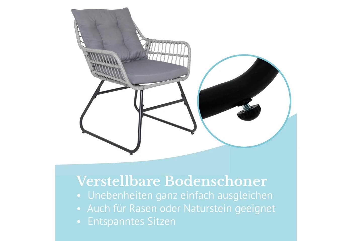 SVITA Gartenlounge-Set CAPRI Grau/Schwarz mit Polster - Bild 5