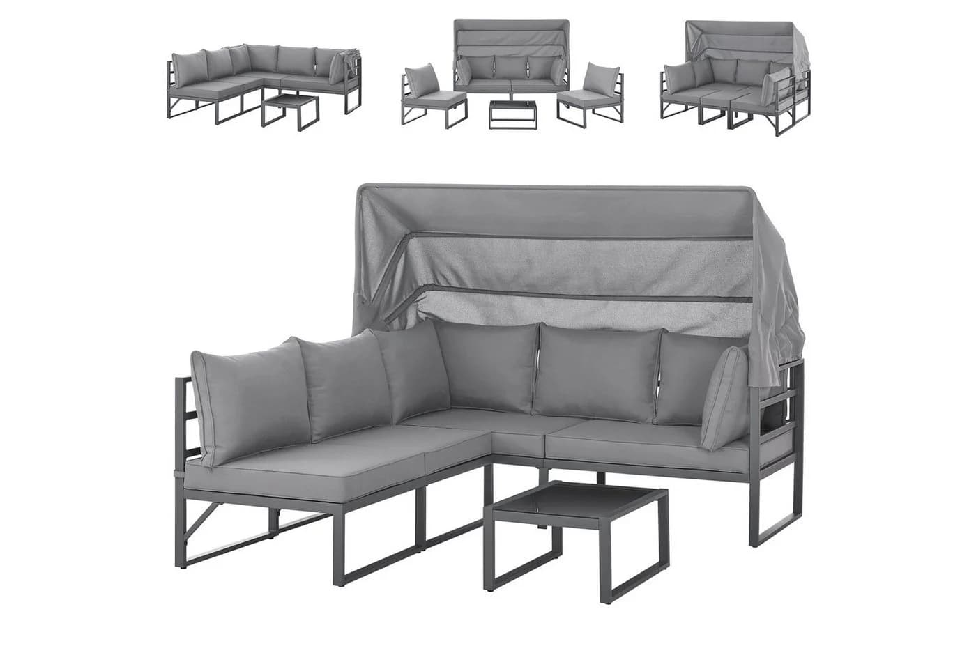 SVITA Gartenlounge-Set MAUI 4-tlg. mit Dach Grau - Bild 2