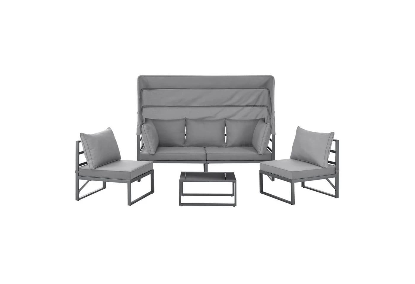 SVITA Gartenlounge-Set MAUI 4-tlg. mit Dach Grau - Bild 4