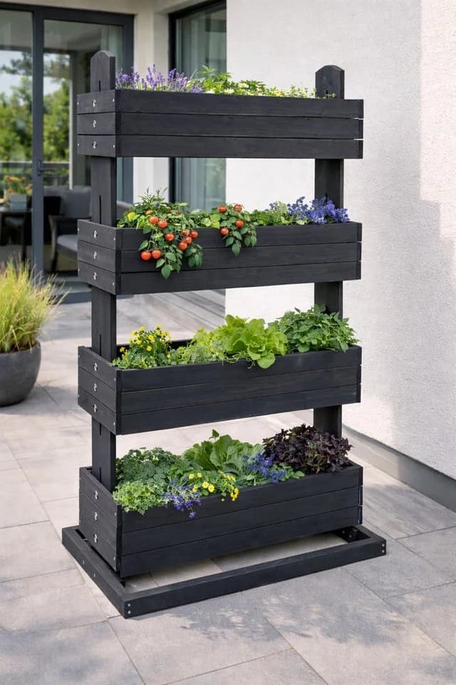 matrasa Hochbeet CUBE 4 Vertikales Beet 4 Etagen Anthrazit