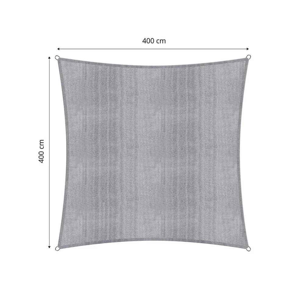 Lumaland Sonnensegel 4x4m Quadrat Grau HDPE UV-Schutz - Bild 3