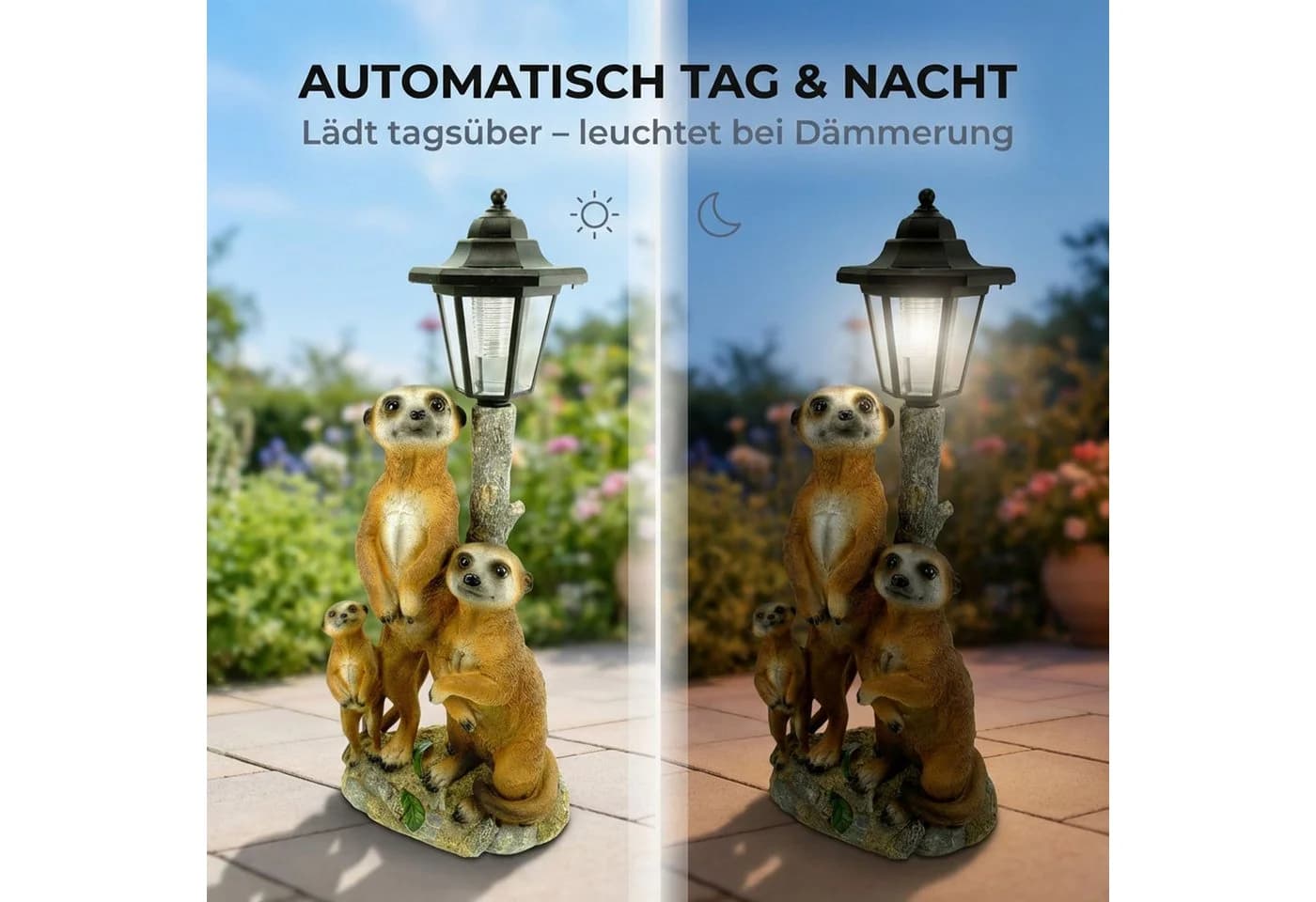 Kremers Schatzkiste Erdmännchen Familie mit Solarlaterne Gartenfigur - Bild 4