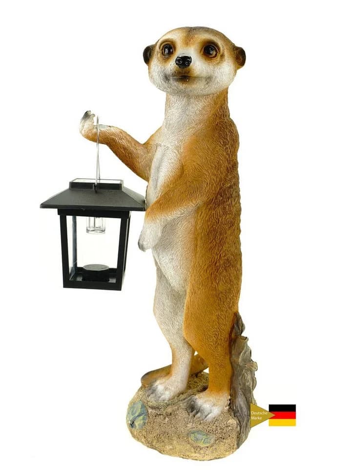 Kremers Schatzkiste Erdmännchen Eddy Gartenfigur mit Solarlaterne - Bild 2