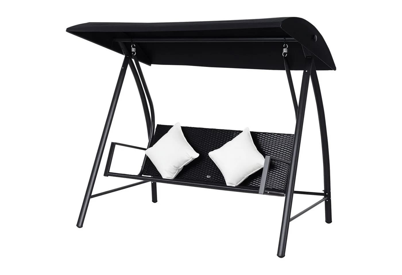 Outsunny Hollywoodschaukel 3-Sitzer Schwarz mit Kissen