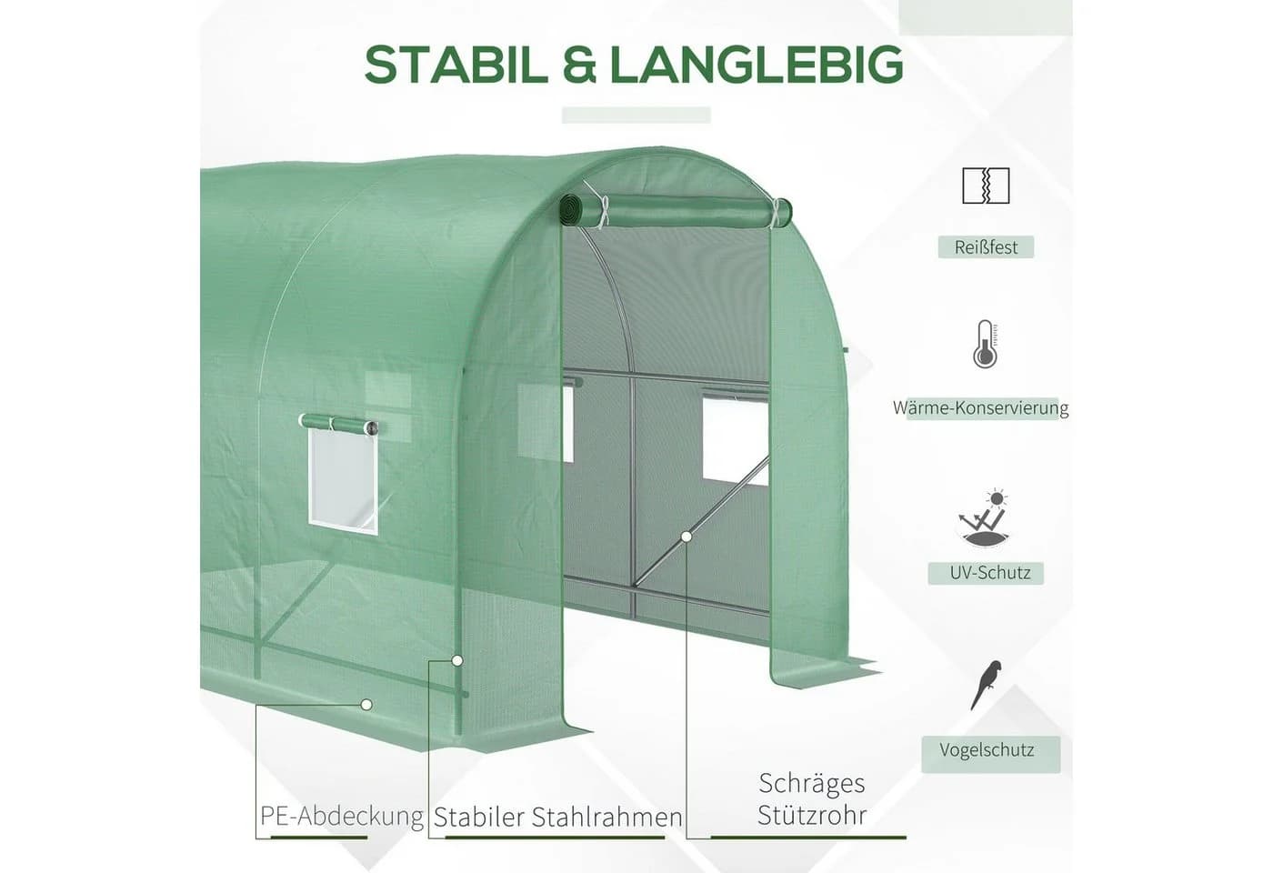 Outsunny Foliengewächshaus Stabil & Schnell Aufbaubar - Bild 4