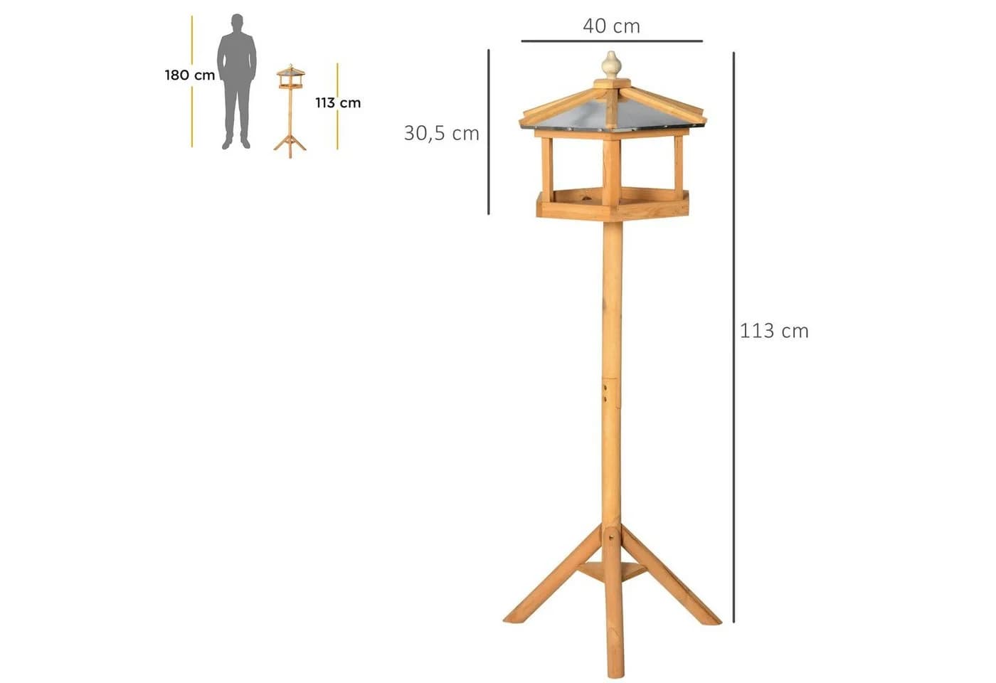 PawHut Vogelhaus mit Ständer und Zinkdach Gelb - Bild 3
