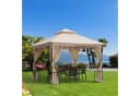 Outsunny Gartenpavillon mit Doppeldach Beige/Schwarz Bild 1