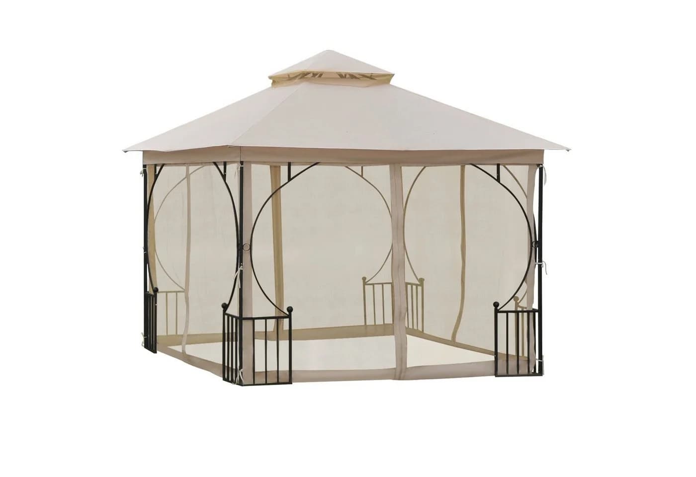 Outsunny Gartenpavillon mit Doppeldach Beige/Schwarz - Bild 2