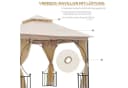 Outsunny Gartenpavillon mit Doppeldach Beige/Schwarz Bild 4