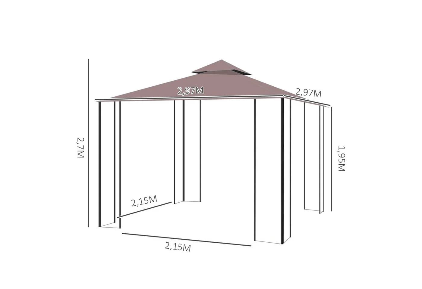 Outsunny Gartenpavillon mit Doppeldach Wasserabweisend - Bild 3