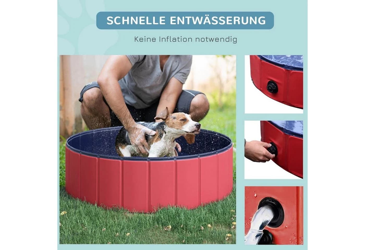 PawHut Hundepool Schwimmbad Rot Faltbar - Bild 4