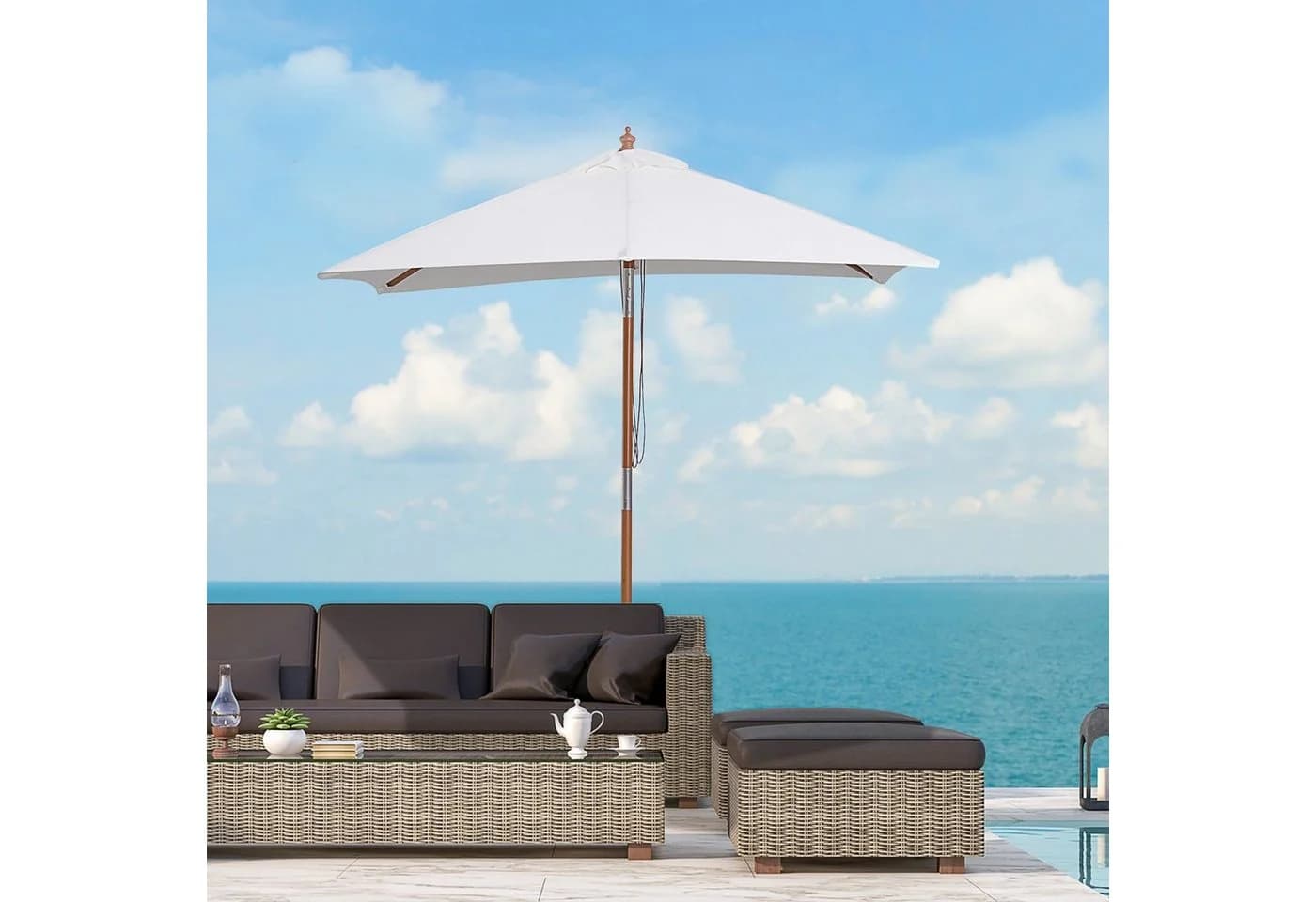 Outsunny Sonnenschirm Knickbar Cremeweiß 200x150 cm - Bild 2