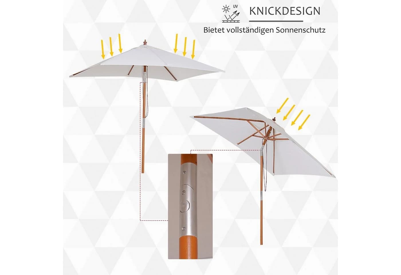 Outsunny Sonnenschirm Knickbar Cremeweiß 200x150 cm - Bild 5