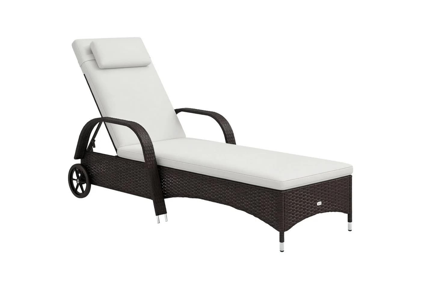 Outsunny Sonnenliege Polyrattan Metall Polyester