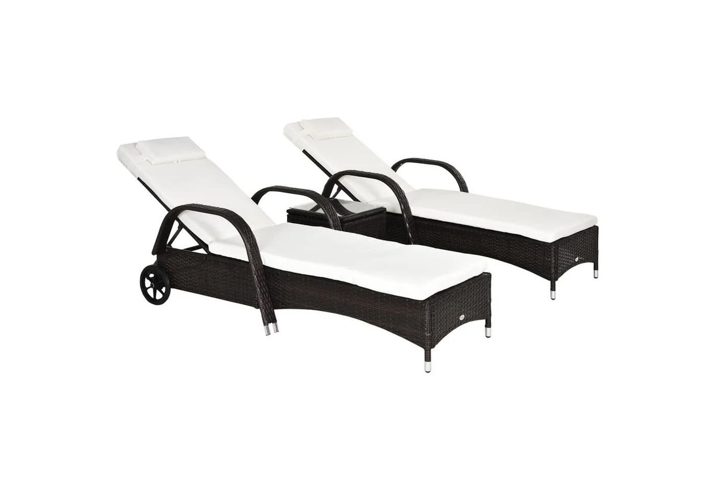 Outsunny Gartenmöbel-Set 3-tlg. Metall, PE Polyrattan, Hartglas, Polyester