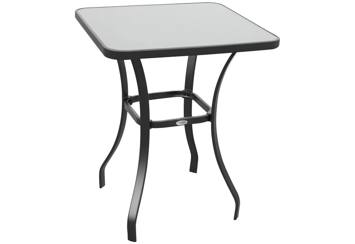 Outsunny Beistelltisch Hartglas Metall Schwarz Modern