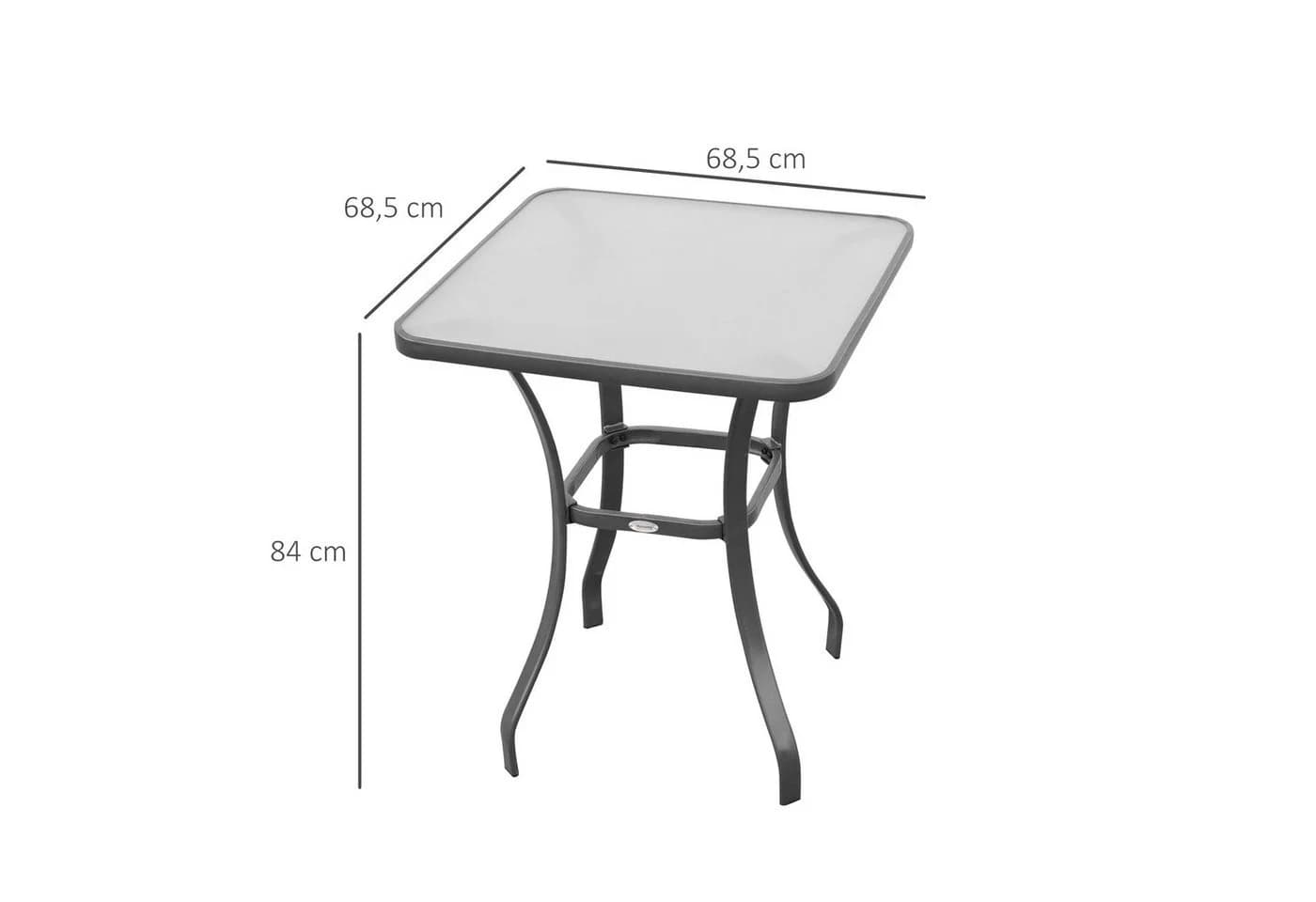 Outsunny Beistelltisch Hartglas Metall Schwarz Modern - Bild 3