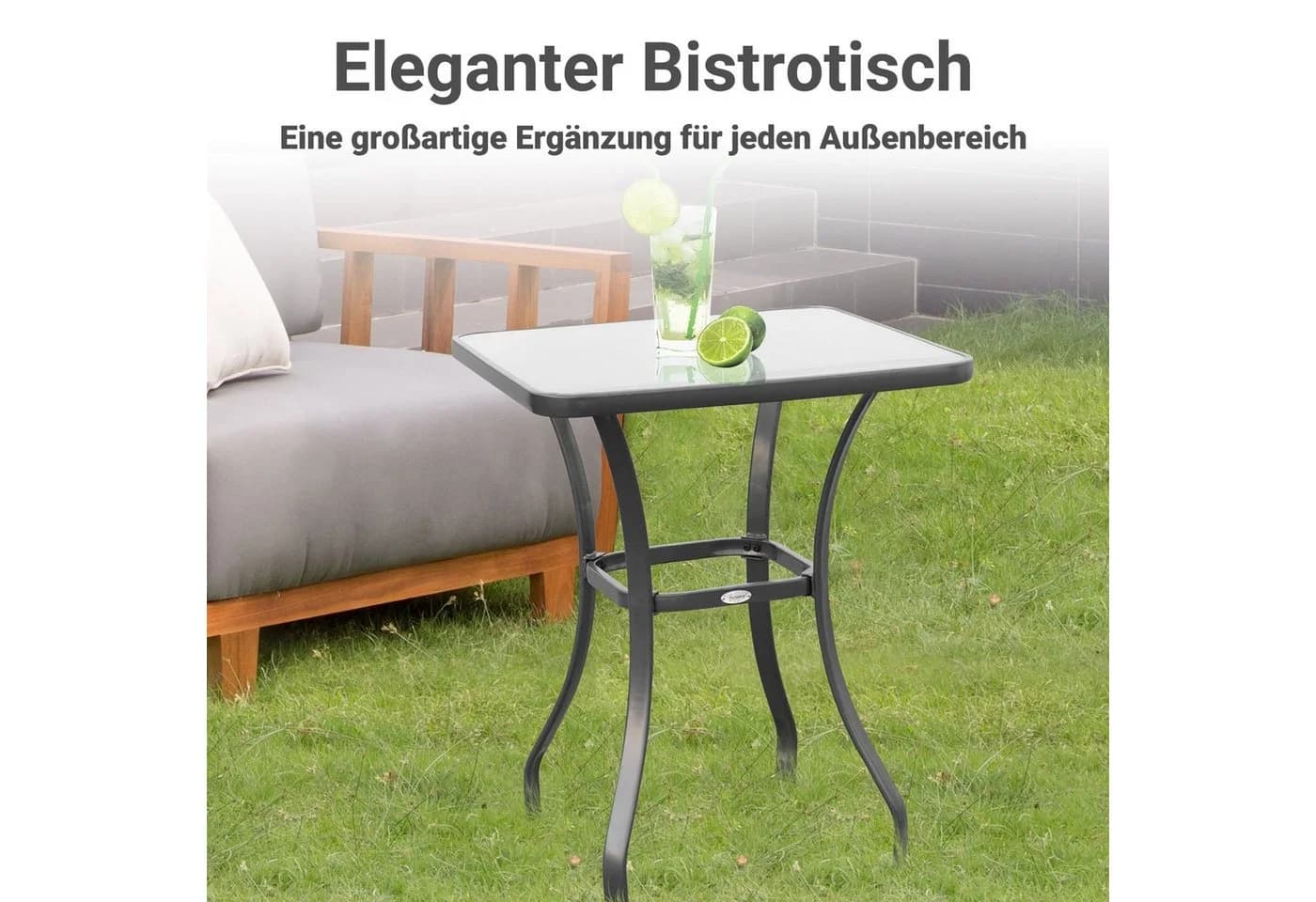 Outsunny Beistelltisch Hartglas Metall Schwarz Modern - Bild 4