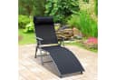Outsunny Gartenliege Schwarz Metall 7-fach verstellbar mit Kopfkissen Bild 2