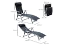 Outsunny Gartenliege Schwarz Metall 7-fach verstellbar mit Kopfkissen Bild 3