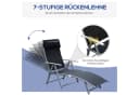 Outsunny Gartenliege Schwarz Metall 7-fach verstellbar mit Kopfkissen Bild 4