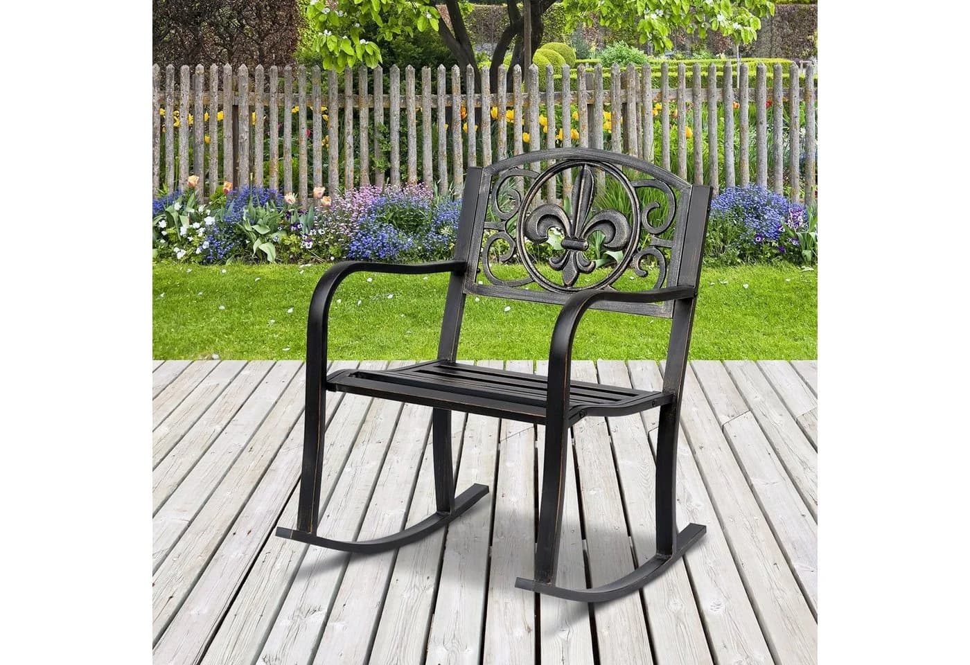 Outsunny Schaukelstuhl Stahl, Gusseisen Bronze - Bild 3